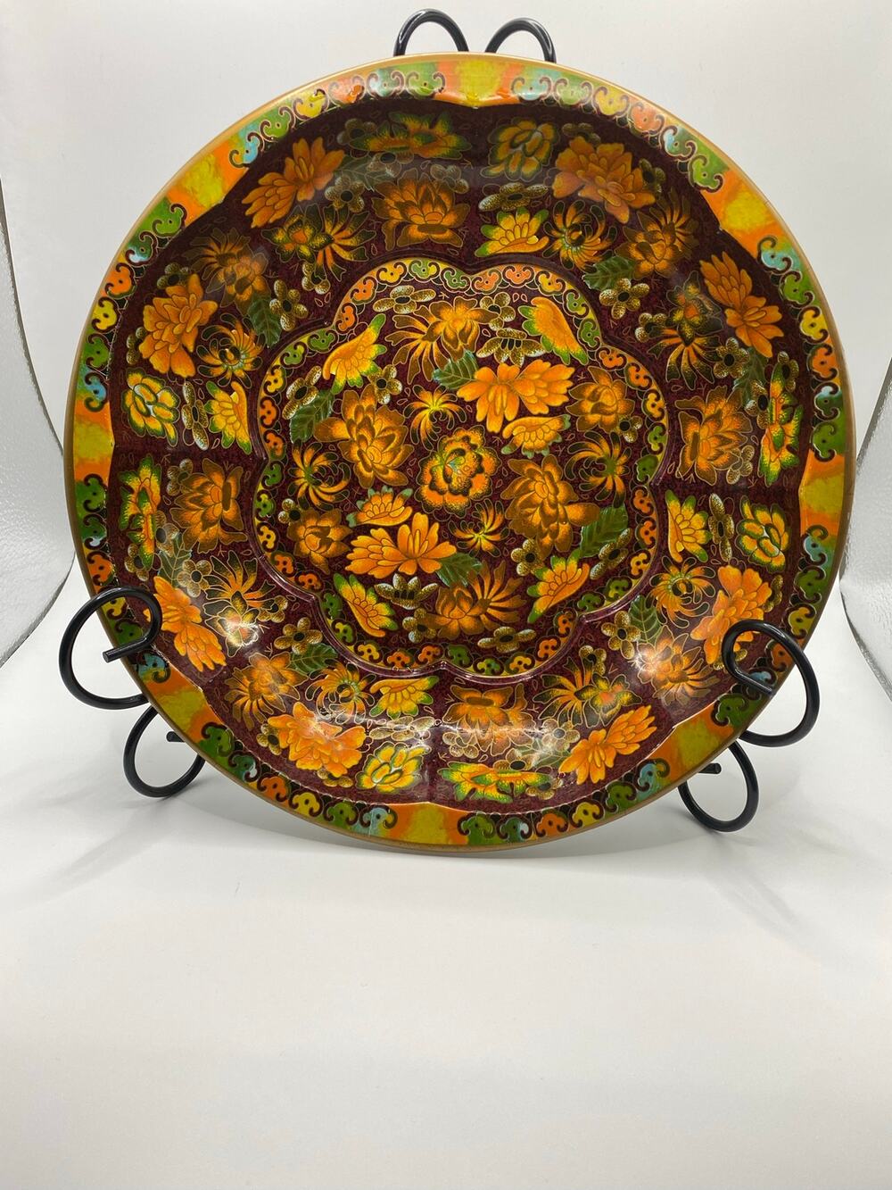 Vintage 1971 Daher Decorated Ware 10" Floral Metal Plate Bowl Made England